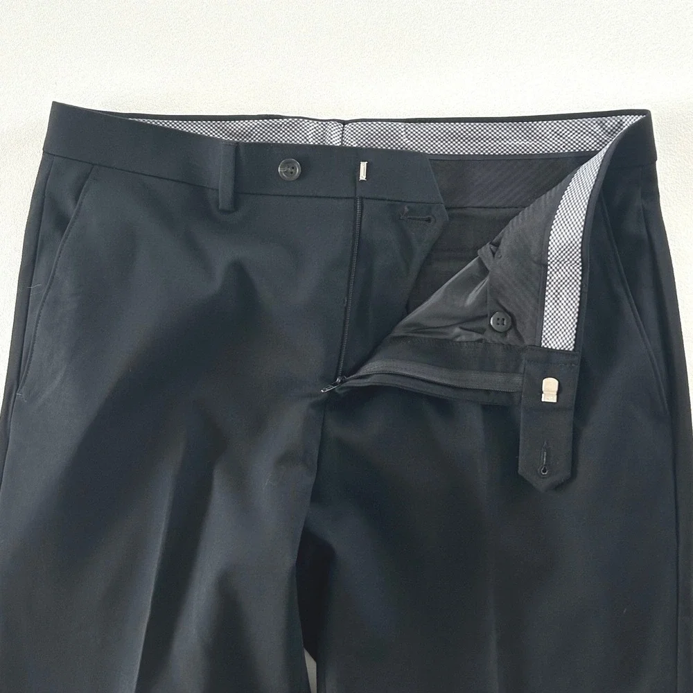 Chaps Suit Mens 40R‎ Black Wool Blend 2-Button Solid Classic Formal Career